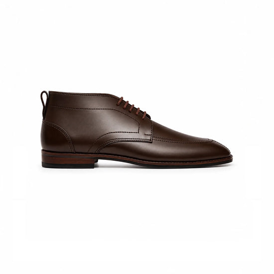Tan leather derby shoe, side profile