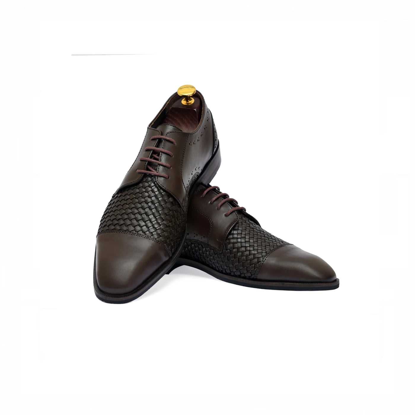 Brown brogue oxford, perforation detail