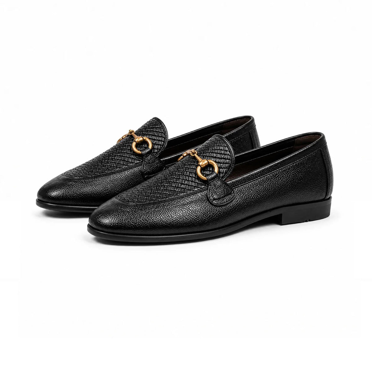 Black woven slip-on, rear view
