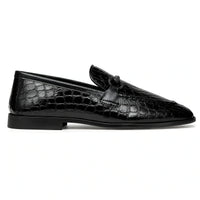 Black croc-embossed loafer, side profile