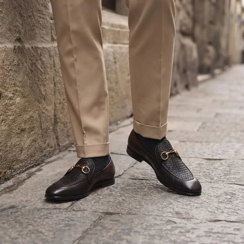 Black woven slip-on styled shot