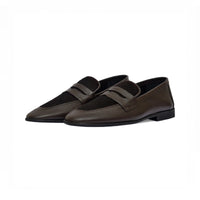 Chocolate brown loafer, rear view