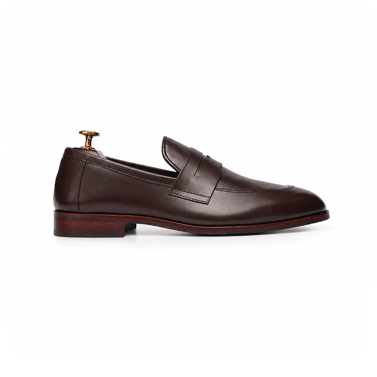 Burgundy penny loafer, side profile