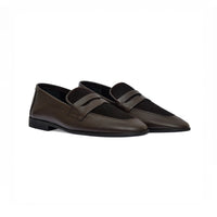 Chocolate brown loafer, upper detail