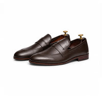 Burgundy penny loafer, rear view