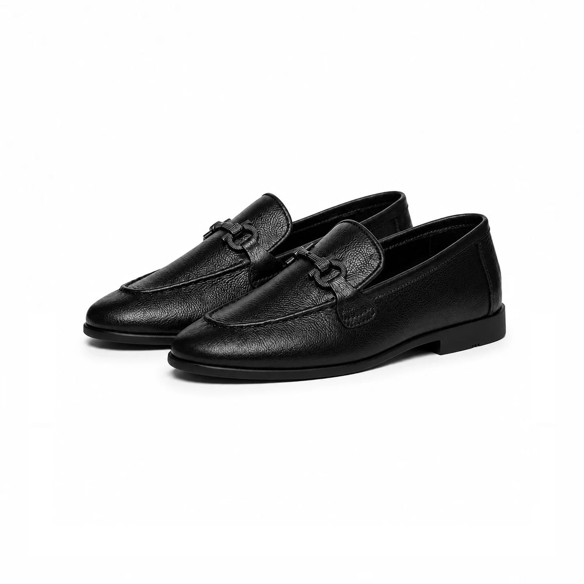 Black textured loafer, rear view