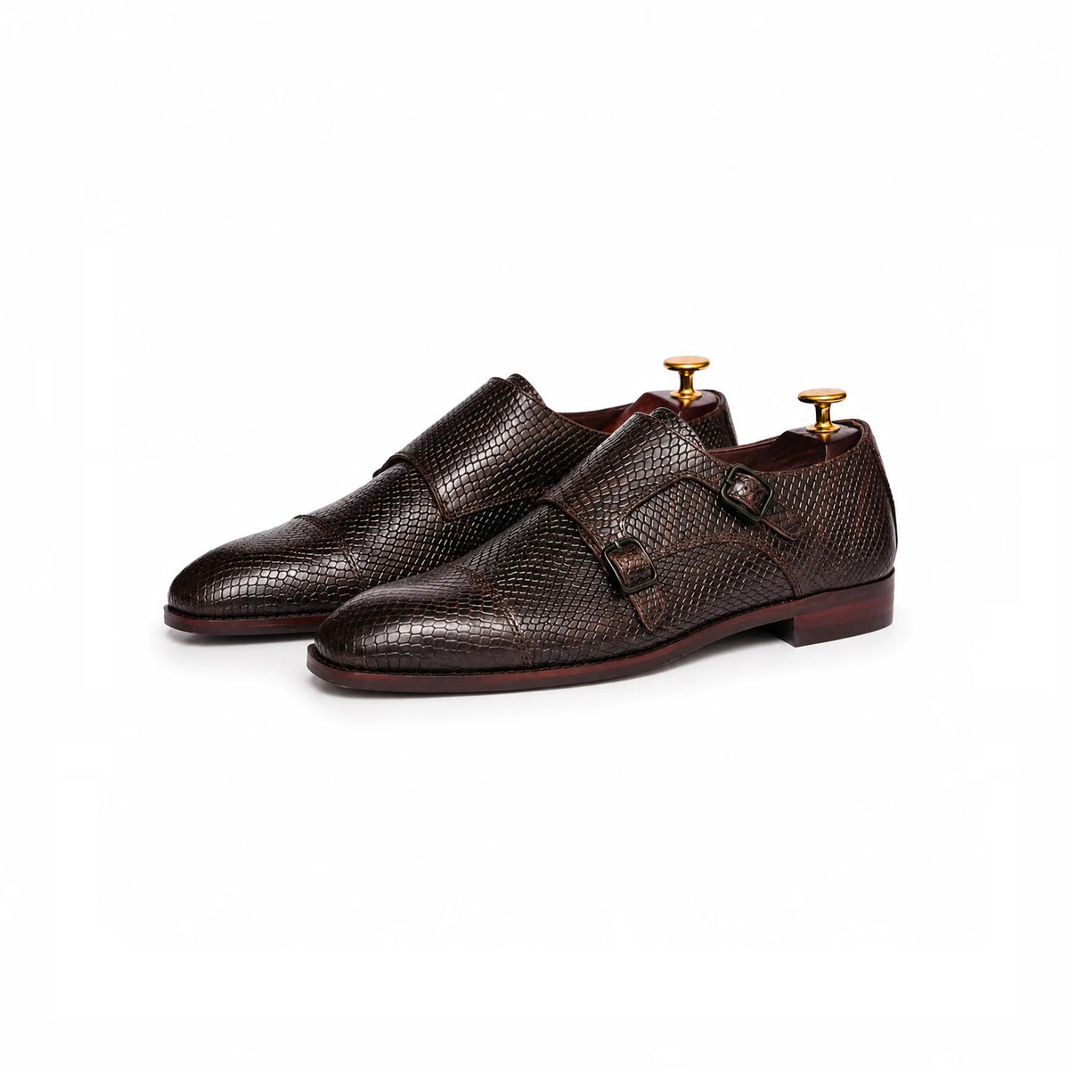 Burgundy monk strap, rear view