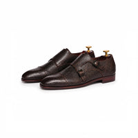 Burgundy monk strap, rear view