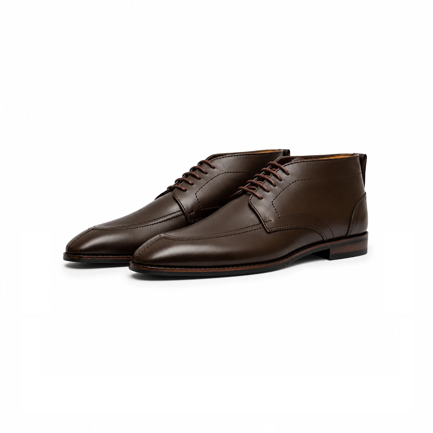 Tan derby shoe, rear view