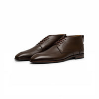 Tan derby shoe, rear view