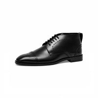 Black lace-up derby, lacing detail