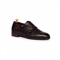 Burgundy monk strap, angled view
