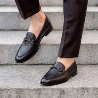 Black textured loafer styled shot