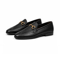 Black woven slip-on, rear view