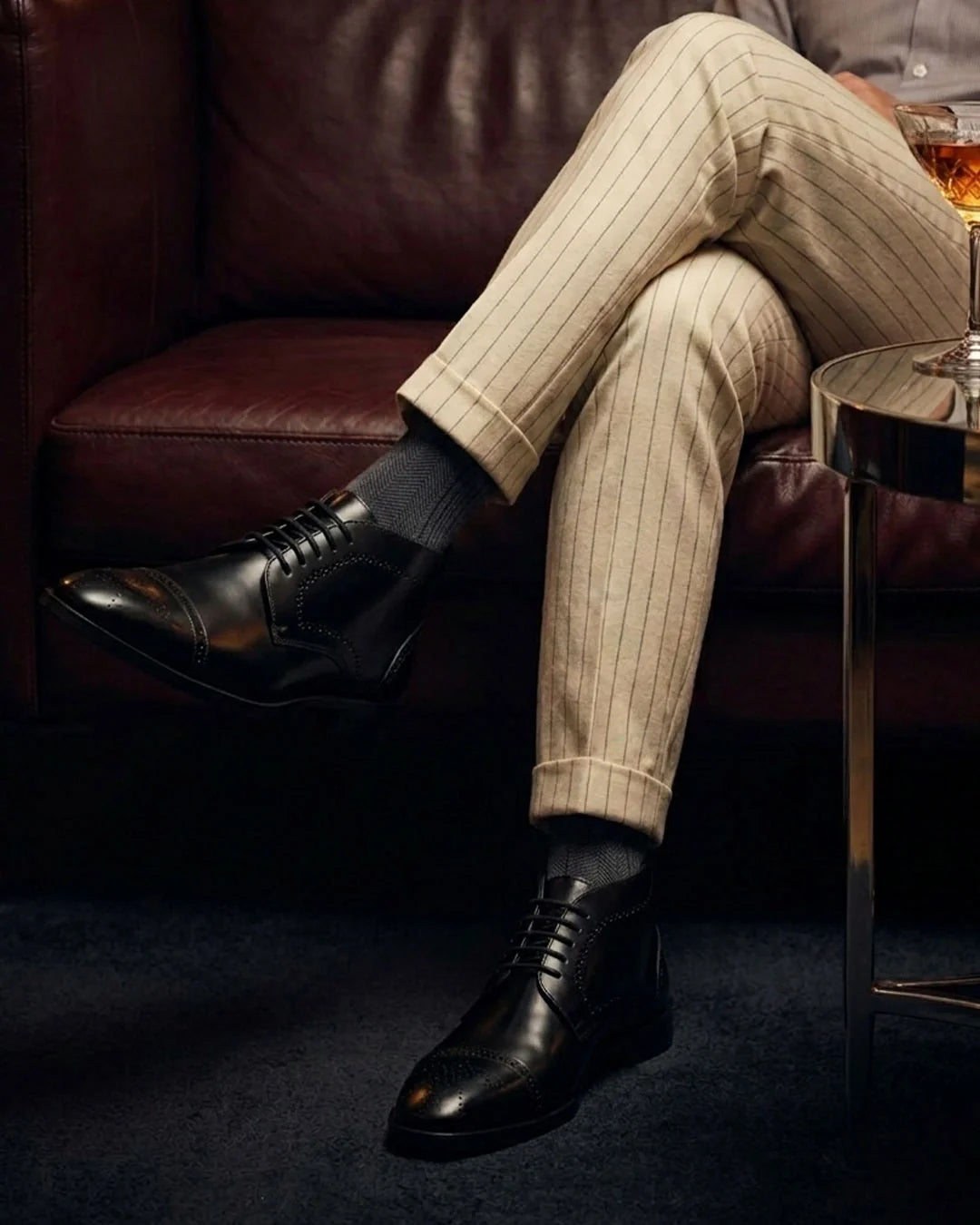 Black lace-up derby styled shot