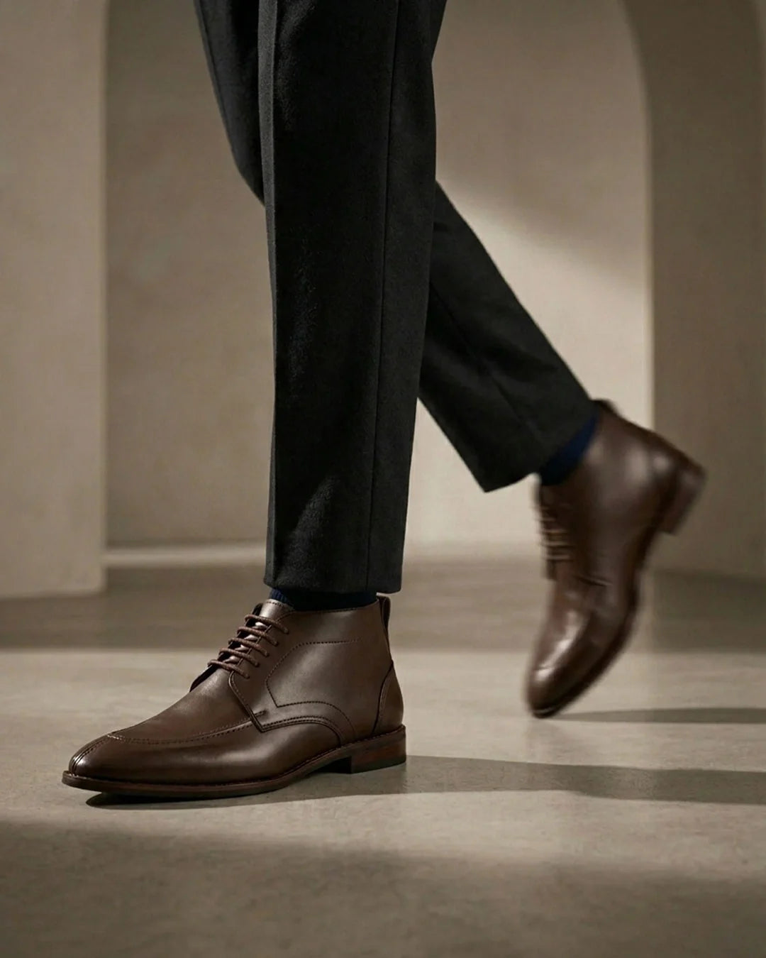 Tan derby shoe styled shot