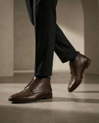 Tan derby shoe styled shot